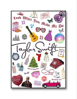 Taylor Swift Poster All Albums Eras Tour Swiftie Gift A4 Print  • £5.99