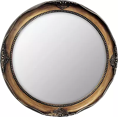 Vintage 12.2 Inch Decorative Wall Mirror Hanging Mirror Round Antique Gold • $35.72