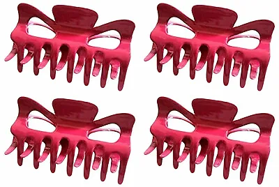£5.99 • Buy Set Of 4 Pretty Pink Hair Claw Clamp Clip Unique Bull Dog Design, Curved Style 