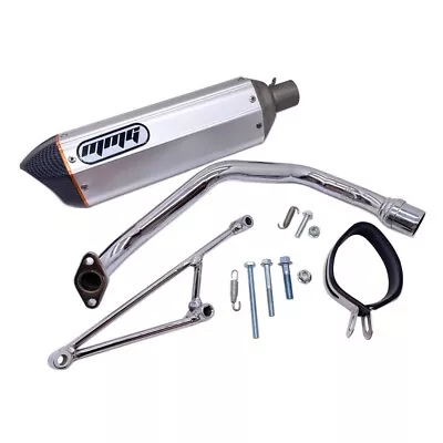 Exhaust System Muffler For GY6 125cc 150cc 4 Stroke Scooters (Metallic Silver) • $98.90