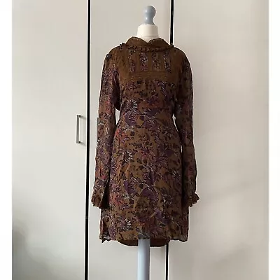 Free People Irene Mini Dress Size XL Long Sleeve Lined Lace Vintage Inspired • $55.95