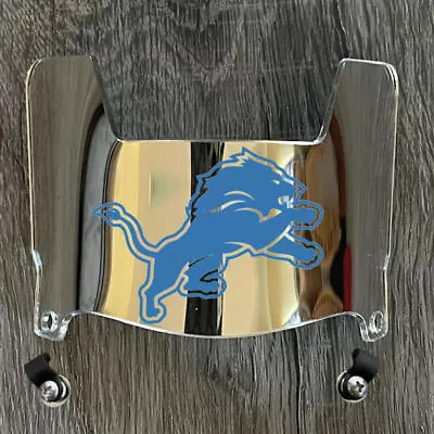 Detroit PREMIUM Mini Football Helmet Visor Shield CHROME MIRROR W/ BLUE + Clips • $20