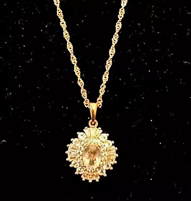 JTV Rose Gold Over Sterling Silver Morganite & CZ Cluster Pendant With 18” Chain • $40