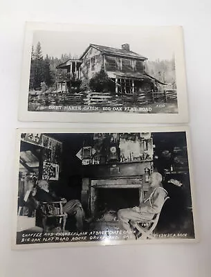 2 RPPC Bret Harte Cabin Big Oak Flat Road Mariposa County CA Ca 1950s Postcard • $19.89