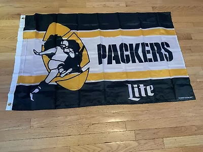 2 New In Packages Miller Lite NFL Packers Flags- 48x29  • $19.95