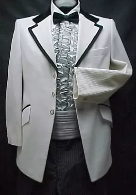 VINTAGE WHITE BROCADE MENS TUXEDO JACKET Or 4pc TUX RETRO MANY SIZES PROM • $84.95