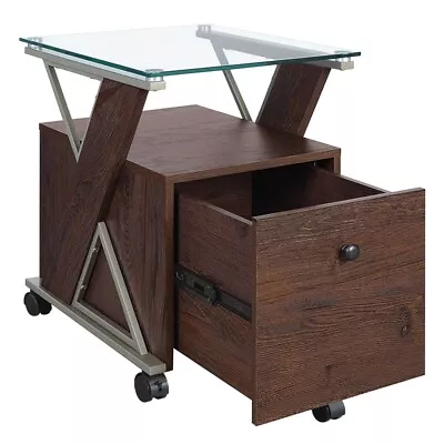 Zenos Mobile File Cabinet With Casters In Traditional Cherry Red Engineered Wood • $155.99