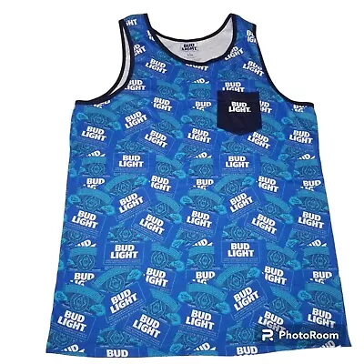 Bud Light Beer Tank Top Shirt Chest Pocket Men's Large • $11.89
