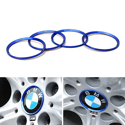 Blue Aluminum Wheel Surrounding Ring Decoration Trims For BMW 68mm Center Caps • $17.99