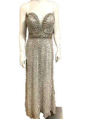 JOVANI PROM Evening Pagent Gown DRESS SIZE 6 Silver Beaded • £66.59