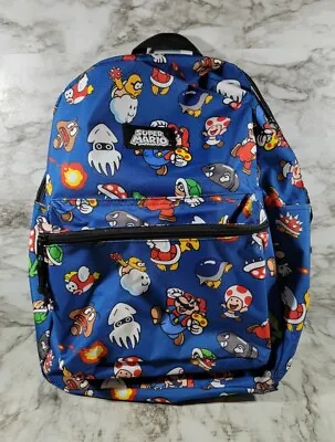 Nintendo Super Mario Bros. Vs Enemies Blue Backpack School Bag 16  2020 • $17.99