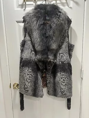 Domain Vest Natural Sheared Rabbit And Collar Silver Fox Size 5XL  (US XL-XXL) • $299.99