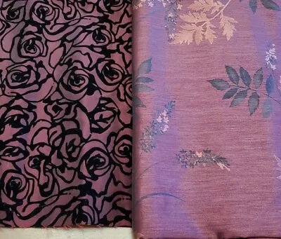 Bundle Of 2 Deep Red Burgundy Fabric Remnants Velvet Roses Fall Florals • $8.40