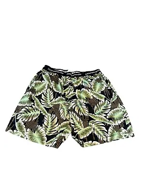 Peter Alexander Mens Pyjama Shorts Size M Green Floral Jungle Pockets • $15.35