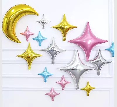 5pcs Star Foil Balloons Wedding Birthday Party Decor 4 Side Star 10inch • $3.90