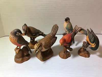 $995 • Buy Vintage ANRI Of Italy HAND CARVED Wood Bird Collection Of Six 4 1/2 -5 