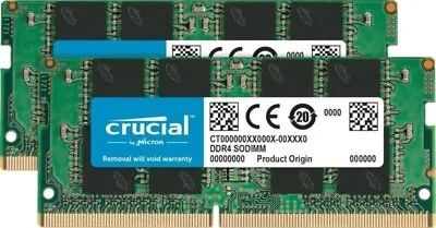 £117.48 • Buy Crucial 64GB RAM 2 X 32GB 3200MHz CL22 DDR4 SODIMM Memory