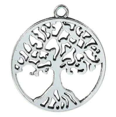 £2.25 • Buy 5 Tree Of Life Charms For Jewellery Making, Craft Or Cards, Tibetan Silver 29 Mm