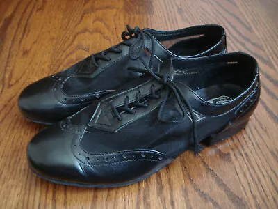 ELEGANCE SHOE CO. BLACK WING TIP DANCE BALLROOM SHOES Size 7.5 • $29.99