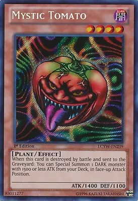  Yu-Gi-Oh! TCG Mystic Tomato - LCYW-EN239 - Secret Rare 1st Editon  • $8