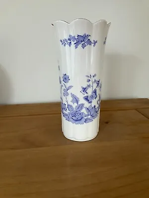 Cottage Blue By Aynsley Bone China Scalloped Edge Vase • £7