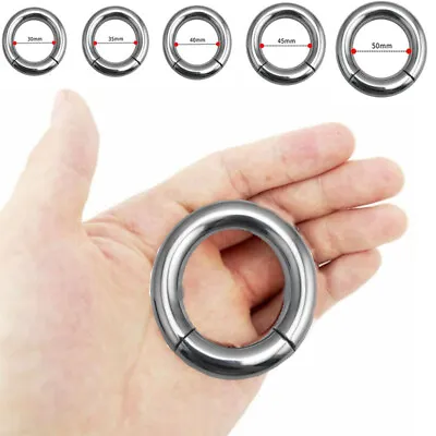 Strong Magnetic Stainless Steel Ball Stretcher Weight Men Enhancer Chastity Ring • £13.98