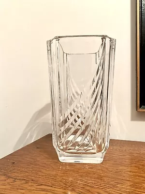 Mikasa Crystal Art Deco Vase 7” H Japan Cut Glass Contemporary Style Clean Lines • $11.49