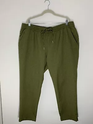 H&M Jogger Trousers  XL W40 L26 Green High Rise Drawstring Stretchy Waist Women • £12.95