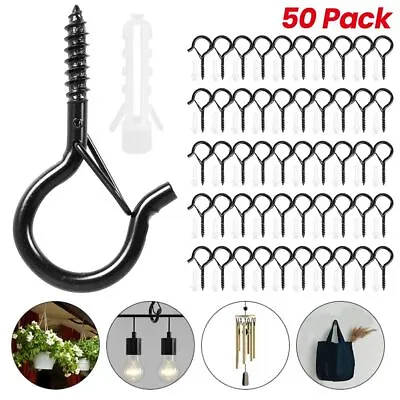 50x Screw-in Hooks Q-Hanger Hooks Outdoor String Lights Safety Buckle Screw Hook • £11.60