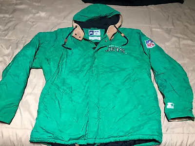 New York Jets Vintage Starter Green Winter Zip Up Jacket Adult XL RARE PLS READ • $250