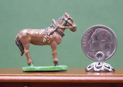 Vtg Miniature 1 1/8  Painted Pewter Horse Figurine #1 Fairy Garden Perfect • $3.99