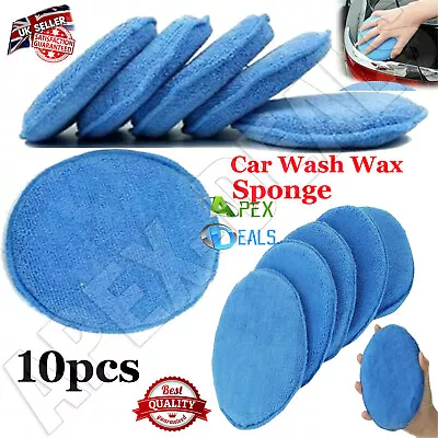 10pc 5  Car Microfiber Polishing Pads Wax Applicator Foam Sponge Cleaning Buffer • £6.59