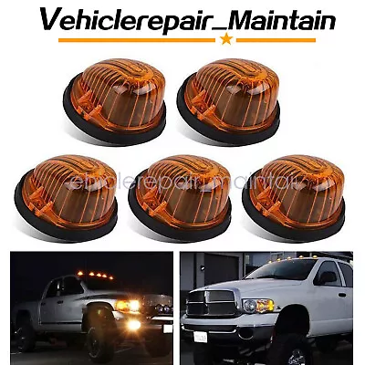$21.89 • Buy 5x Cab Roof Light Marker Amber Cover+Base For 73-87 Chevy C10/20/30/50/60/70 GMC