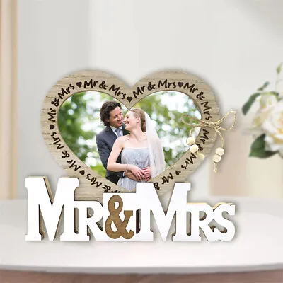 £6.77 • Buy Mr & Mrs Wedding Decorations With Heart Photo Frame Wedding Gift For Bride Groom
