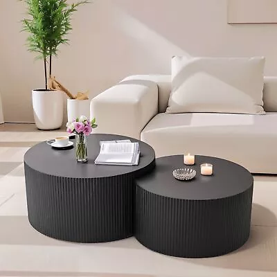 Vertical Stripe Design Nesting Round Coffee Table Set • $442.53