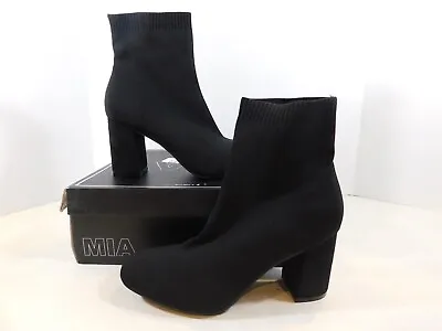 NEW MIA Erika Pull On Ankle Boot Bootie  Women's Sz 8.5 M Black Flyknit • $29.99