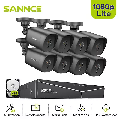 SANNCE 1080P CCTV Camera System 4 8CH DVR Outdoor Security Night Vision Kit IP66 • £233.65