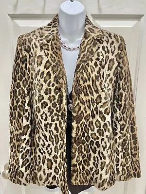 Sale!! London Vintage Leopard Animal Print Faux Fur Coat Blazer Jacket XS • $30