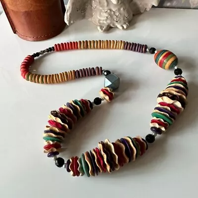 Vintage Rasta Colors Wood Bead Necklace  • $23