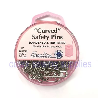 Hemline 60 Curved Safety Pins Size 2 (1-1/2 ) In Handy Box  • $3.50