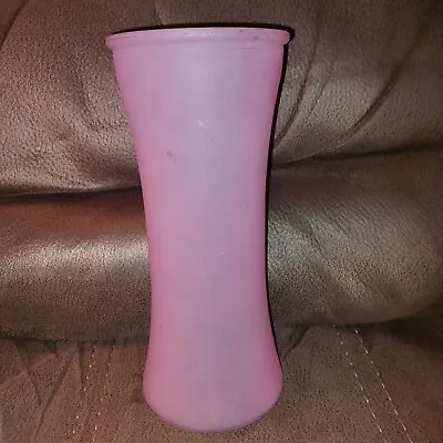 Vintage Tall 9.5 Inch Frosted Pink Flower Vase • $8