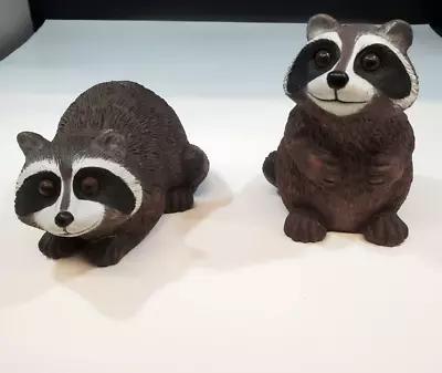 Set Of 2 Polly Resin Raccoon Garden Statue Or Indoor Decor 5 1/4  Tall • $35.99