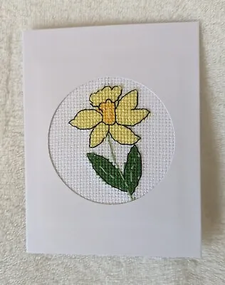 Handmade Cross Stitch Card - Daffodil • £2.99