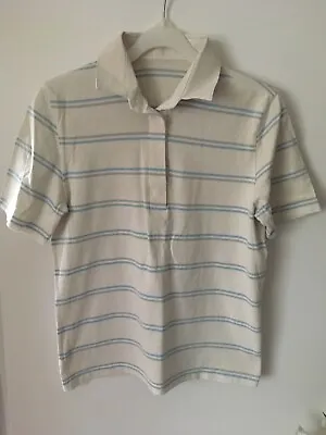 Womens Blue And White Marks And Spencers Tennis Polo Top • £10