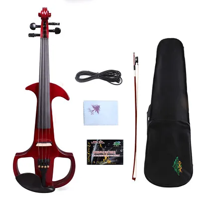 Red Electric Silent Violin 4/4 Solid Wood Sweet Tone Free Case Yinfente #EV7 • $179