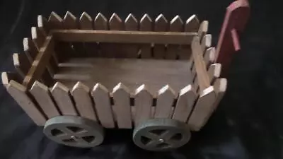 Wooden WAGON Decor 10 L X 5.5  W X 5.25 H Great For Planters Teddy Bears Etc. • $7.99