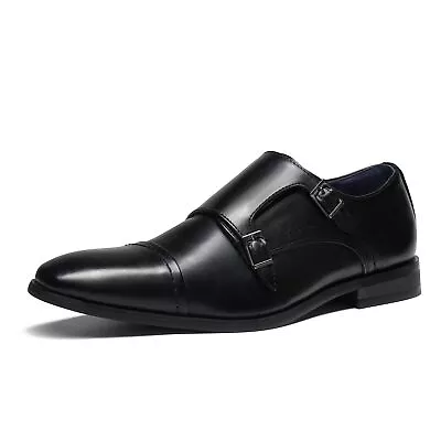 Men Dress Loafer Shoes Monk Strap Slip On Loafers Casual Work Shoes Black Shoes • $32.99