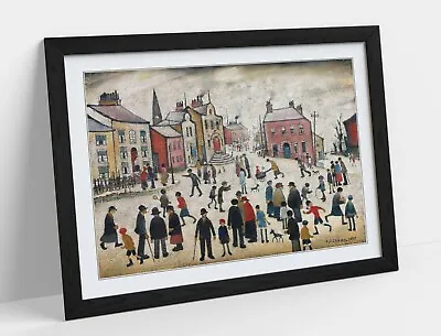 £37.99 • Buy Ls Lowry, People Standing About -framed Poster Wall Art Print Artwork- Beige