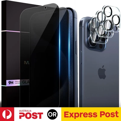 2X Privacy Glass Screen Protector For IPhone 15 14 13 12 11 Pro Max Mini XS XR • $9.95