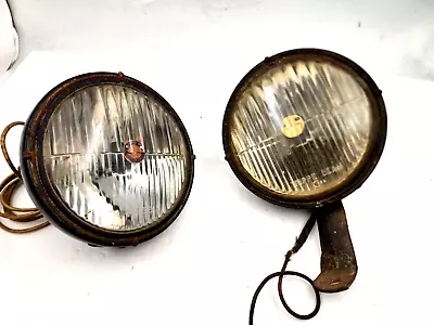 1929-'30s TRIPPE BEAM 6-5/8  Driving Fog Head Lights Early Trucks Black Housings • $145